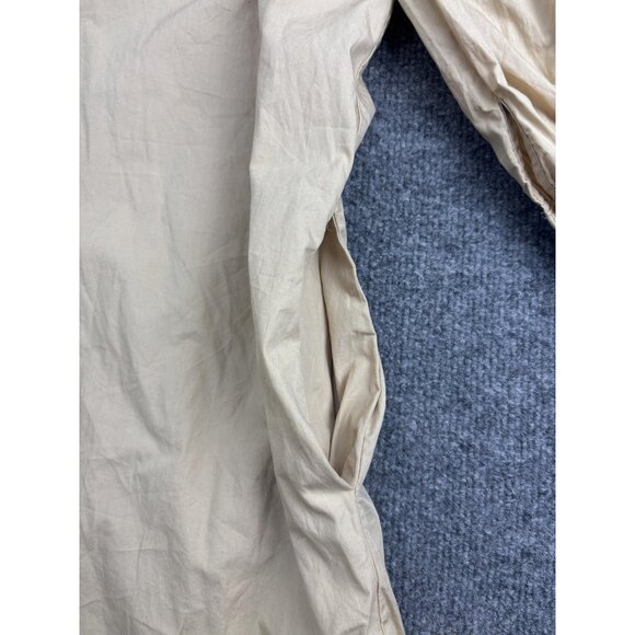 ZARA Dress Womens XS Beige Ruffle Hem Long Sleeve High Neck Cotton Pockets Midi - Picture 6 of 8